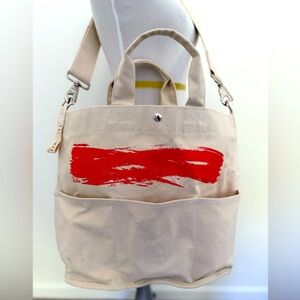Rue La La Original Painters Canvas Tote Bag with Red Accent